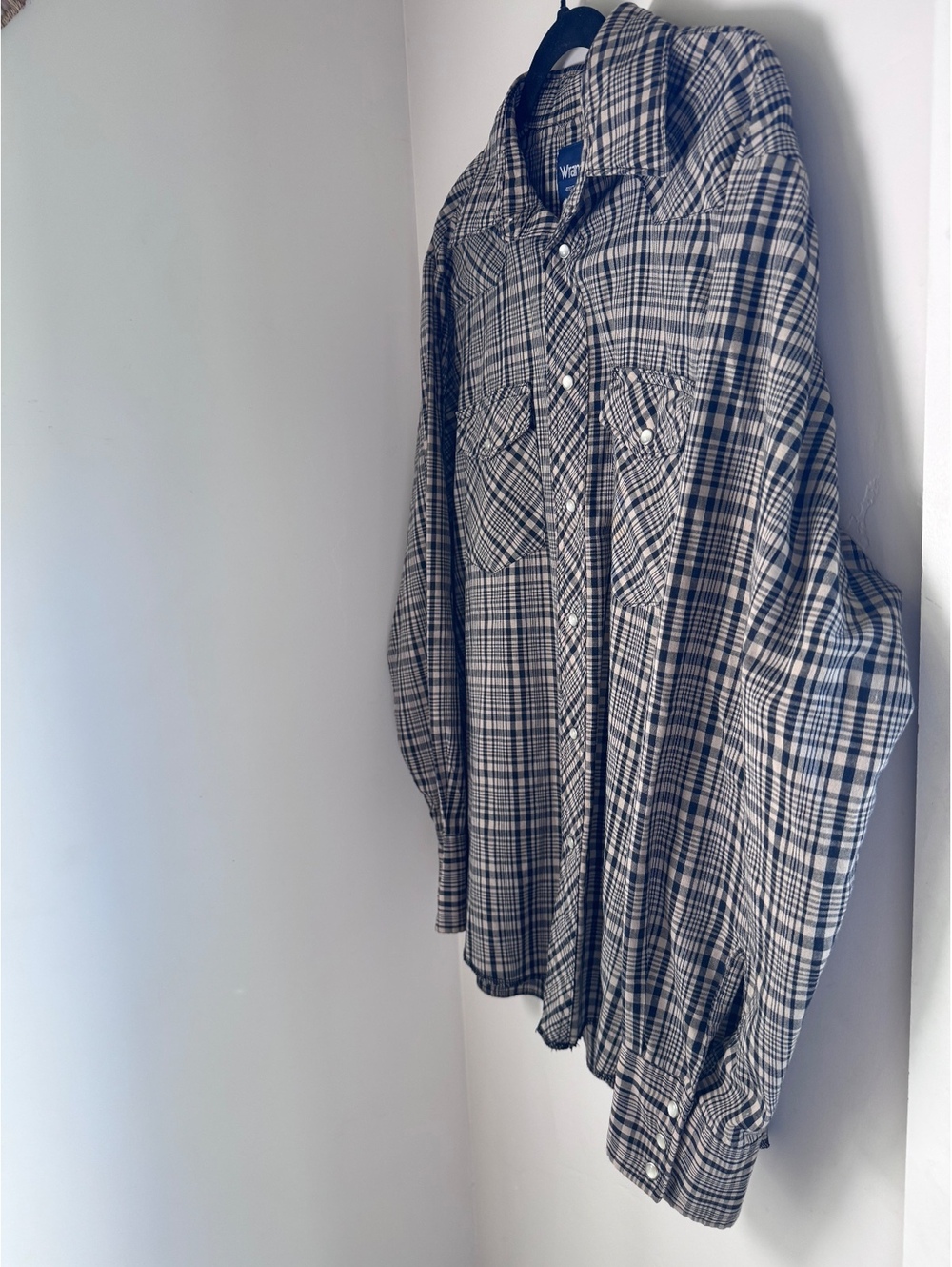 Wrangler Western Shirt Men’s Large 75204PP Plaid Pearl Snap Cowboy Long Sleeve - Picture 4 of 8